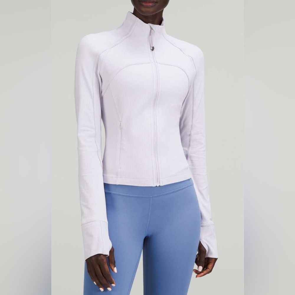 Ribbed Nulu Cropped Define Jacket, Faint Lavender, Size 10